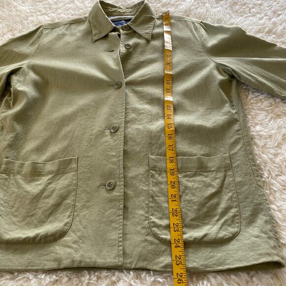 Liz Claiborne LizSport Collared Jacket Sage Green Linen Blend Size 4 - Picture 6 of 8